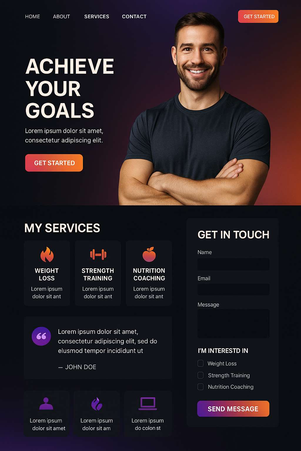 Personal trainer website example